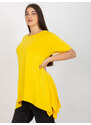 Fashionhunters Žlutá jednobarevná halenka větší velikosti s krátkým rukávem