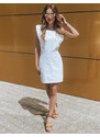 BASIC Bílé dámské džínové mini šaty Bílá