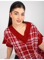 Fashionhunters Červená kostkovaná pletená vesta větší velikosti