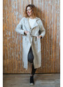 Meera Design Hřejivý kabát ARTEMIS prodloužený/ Světle šedý fleece