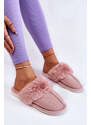 Kesi Dámské zateplené pantofle s kožíškem Světle růžová Franco