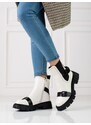 Zajímavé kotníčkové boty bílé dámské na plochém podpatku