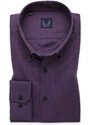 Willsoor Pánská slim fit košile fialové barvy s hnědou kostičkou 14654