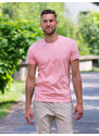 Pánské tričko CityZen slim fit růžové s elastanem