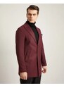 Fashionformen Stylový pánský zimní kabát sharp collar bordó