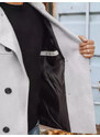 BASIC Světle šedý pánský dvouřadý kabát Šedá