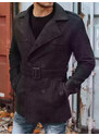 BASIC Tmavě šedý pánský dvouřadý kabát Šedá