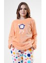 Vienetta Secret Dámské pyžamo dlouhé Kuličky - oranžová