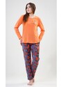 Vienetta Secret Dámské pyžamo dlouhé Nicol - oranžová