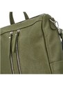 Delami Vera Pelle Stylový dámský kožený městský batoh Saul, zelená/vojenská