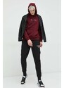 Mikina Tommy Jeans pánská, vínová barva, s kapucí, s aplikací