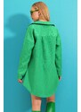 Trend Alaçatı Stili Dámské Zelené Dvojité Kapsy Prošívané Vzorované Regular Jacket