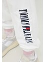Tepláky Tommy Jeans dámské, bílá barva, s aplikací
