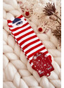 Kesi Mládež Pruhované Ponožky S Santa Clausem červene S Bílým