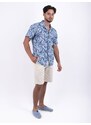 Panareha MAUI Linen Aloha Shirt blue