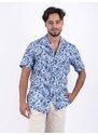 Panareha MAUI Linen Aloha Shirt blue