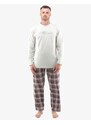 GINA Pánské dlouhé pyžamo s potiskem 79133P - sv. šedá, hypermangan