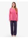 GINA Dámské dlouhé pyžamo se srdíčkovým vzorem 19137P - purpurová, lékořice
