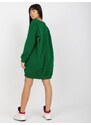 Fashionhunters Tmavě zelená dlouhá mikina s potiskem a aplikací