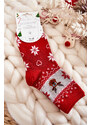 Kesi Dámské vánoční ponožky lesklé sobově Červená a šedá