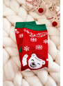 Kesi Dětské ponožky "Merry Christmas" Veselý medvěd červene