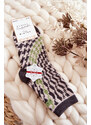 Kesi Dámské teplé ponožky s vertikálními vzory šedými a zelenými