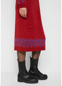 bonprix Pletené šaty s norským vzorem Červená
