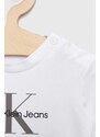 Dětské tričko s dlouhým rukávem Calvin Klein Jeans bílá barva, s potiskem