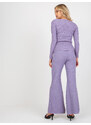 Fashionhunters Klasický fialový žebrovaný svetr s nabíranými rukávy