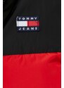 Bunda Tommy Jeans dámská, černá barva, zimní, oversize