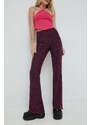 Kalhoty Tommy Jeans dámské, růžová barva, přiléhavé, high waist