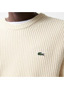 Lacoste pánský svetr klasického střihu z organické bavlny s přiléhavým oválným výstřihem
