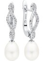 Gaura Pearls Stříbrné náušnice s bílou 7.5-8 mm perlou Josette, stříbro 925/1000