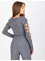 Fashionhunters Tmavě šedý klasický svetr s výstřihem do V