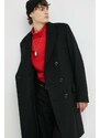Vlněný kabát G-Star Raw černá barva, přechodný, dvouřadový
