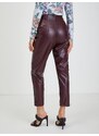 Vínové dámské koženkové kalhoty ORSAY