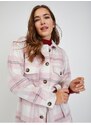 Bílo-růžová dámská kostkovaná košilová bunda se zavazováním ORSAY - Dámské