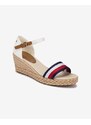 Bílé dámské sandály na klínu Tommy Hilfiger Shimmery Ribbon - Dámské