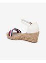 Bílé dámské sandály na klínu Tommy Hilfiger Shimmery Ribbon - Dámské