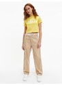 Žluté dámské tričko s potiskem Calvin Klein - Dámské