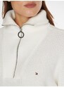 Bílý dámský svetr s límcem Tommy Hilfiger - Dámské