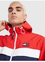 Tommy Hilfiger Červeno-modrá pánská lehká bunda s kapucí Tommy Jeans Chicago - Pánské