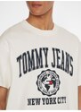 Tommy Hilfiger Krémové pánské tričko Tommy Jeans - Pánské