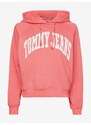 Tommy Hilfiger Růžová dámská mikina s kapucí Tommy Jeans - Dámské