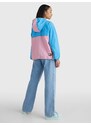 Tommy Hilfiger Modro-růžová dámská lehká bunda s kapucí Tommy Jeans - Dámské