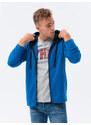 Ombre Clothing Pánská mikina s kapucí na zip - modrá V5 OM-SSZP-22FW-006