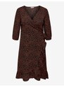 Hnědo-černé dámské zavinovací šaty ONLY CARMAKOMA Lux Lea - Dámské