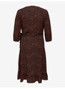 Hnědo-černé dámské zavinovací šaty ONLY CARMAKOMA Lux Lea - Dámské