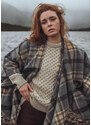 Ruana / pončo z jehněčí vlny Grey Beige Check - John Hanly