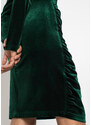 bonprix Sametové šaty s nařasením Zelená